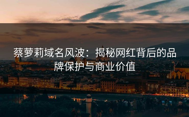 蔡萝莉域名风波：揭秘网红背后的品牌保护与商业价值